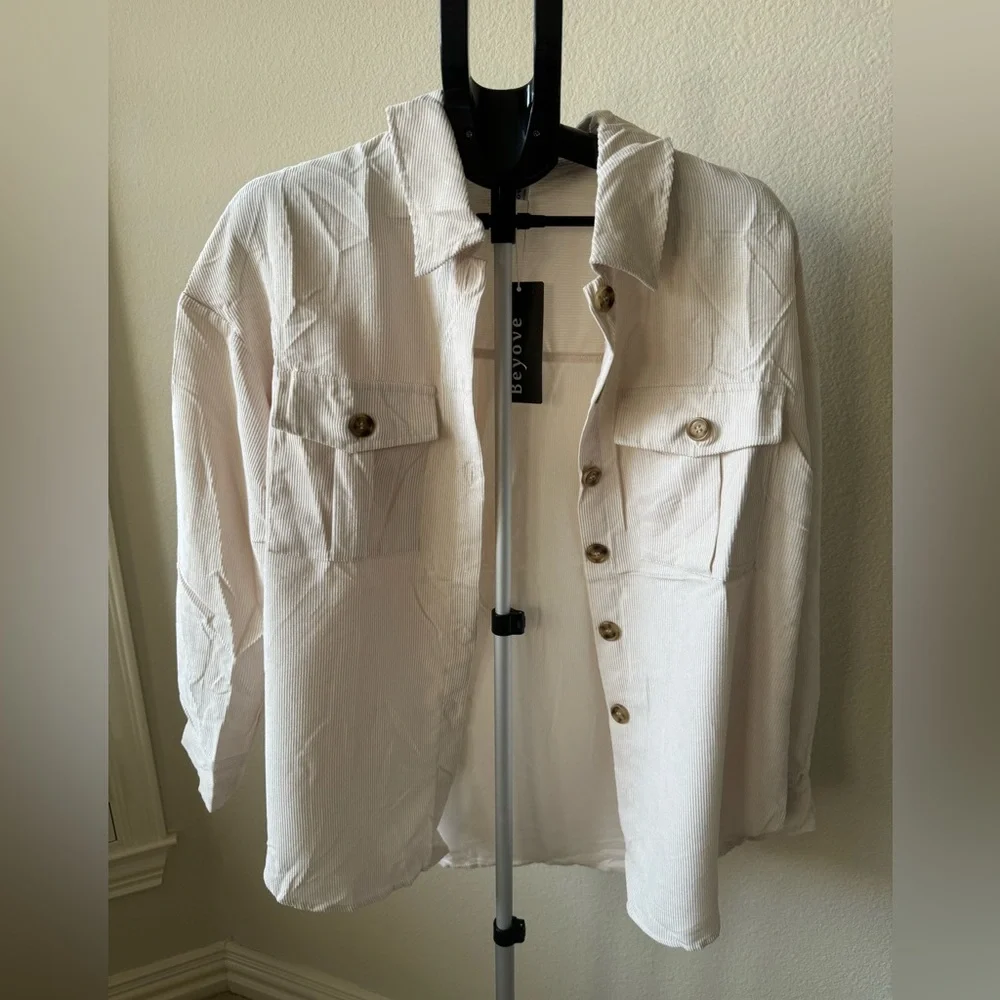 Beyove Womens long Sleeve Button down Shacket - Picture 5 of 5